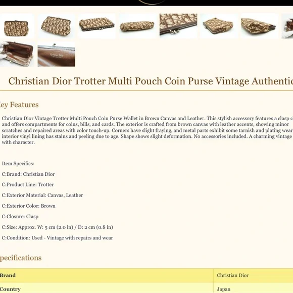 Dior Beige and Brown Monogram Coin Purse - Picture 11 of 11